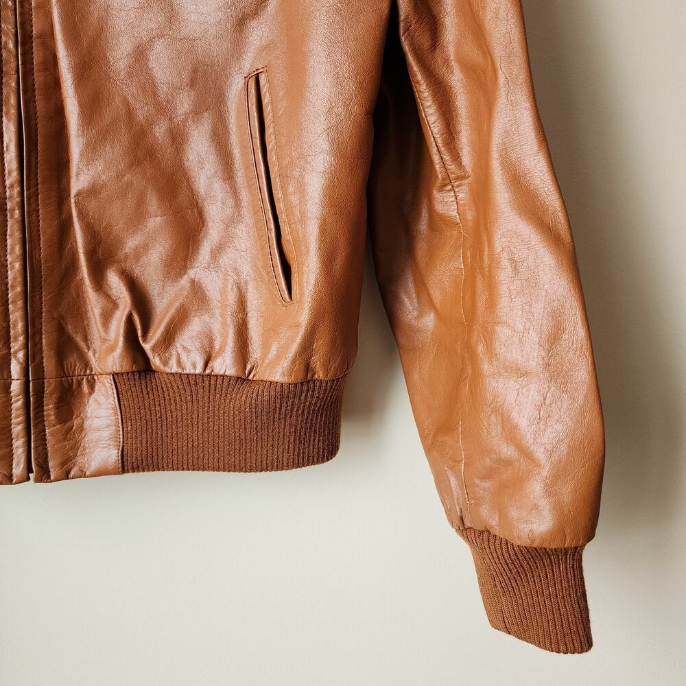 Vintage Bermans Leather Jacket Mens Size 46 Brown Removable Liner Bomber Biker - Picture 4 of 14